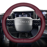 Breathable Leather Wheel Cover for Lancia Ypsilon Car Interior Accessory Hocasen Punch Style Red