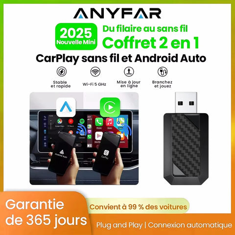 Dual-Mode Wireless CarPlay and Android Auto Adapter CarPlay Adapter ANYFAR