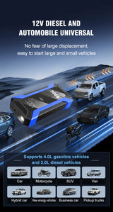 EAFC 12V Car Jump Starter Power Bank Portable Car Battery Booster Charger Starting Device Auto Emergency Start-up Lighting