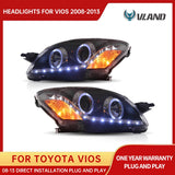 Black Projector Headlights with DRL for Vios Yaris 05-13 Car Interior Accessory Vland United States