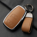 Aluminum Alloy Goatskin Car Key Case Cover for Subaru BRZ XV SV Forester Legacy Outback Crosstrek Impreza WRX Ascent keychain