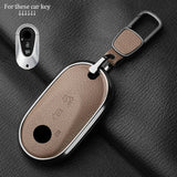 Metal and Leather Car Key Case Cover for Various Mercedes Benz Models