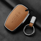 Aluminum Alloy Goatskin Car Key Case Cover For Lincoln Continental MKC MKZ MKX 2017 2018 2019 Navigator Nautilus keychain