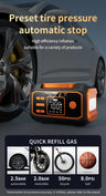 Portable All-in-One Car Emergency Tool: Jump Starter, Tire Inflator, Power Bank & LED Light, Folding Handle, Compatible with All