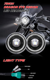 7 Inch Led Headlight for Harley | 4.5 Inch Fog Lights Halo Ring Angel Eyes Car Exterior Accessory | Motorcycle Headlight | LE