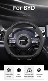BYD Suede Matte Carbon Fiber Steering Wheel Cover Car Interior Accessory Hocasen