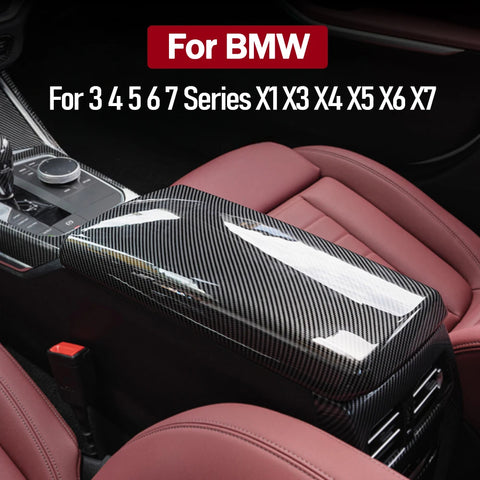 BMW 3 4 5 6 7 Series X1 X3 X4 X5 X6 X7 Central Armrest Box Cover ABS Carbon Fiber Car Interior Accessory OEM