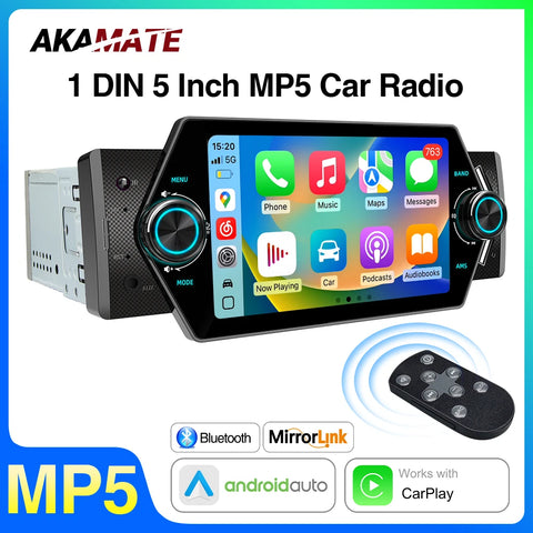 5 Inch MP5 Stereo with CarPlay for Universal Cars Android Head Unit AKAMATE