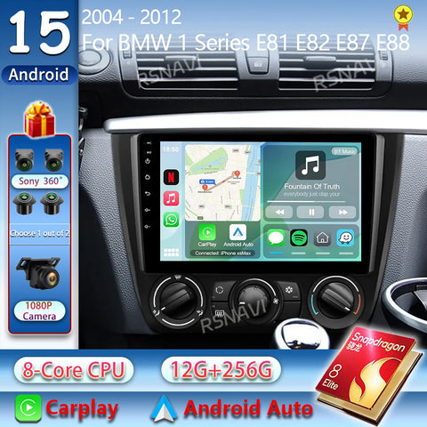 Android 15 GPS Multimedia Player for BMW 1 Series 2004–2012 Android Head Unit RSNAVI