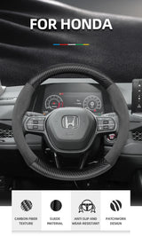 Suede Carbon Fiber Steering Wheel Cover for Honda Car Interior Accessory Hocasen