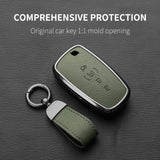 Metal and Leather Car Key Case Cover For Ford Car Interior Accessory OEM