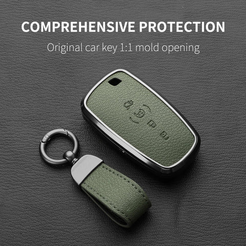 Metal and Leather Car Key Case Cover For Ford Car Interior Accessory OEM