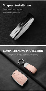 Metal and Leather Car Key Case Cover for VW Volkswagen Passat B8 CC Arteon Magotan GTE Skoda Fabia Superb A7 Kodiaq