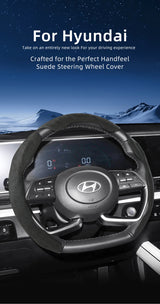 Split Snap-On Suede Steering Wheel Cover for Hyundai Car Interior Accessory Hocasen