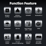 5.0 inch Portable GPS Moto Navigation Wireless CarPlay Android Head Unit EKIY