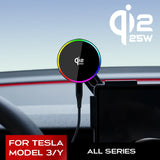 25W Car Phone Mount Holder Magnetic Wireless Charger Compatible with MagSafe for Tesla Model 3 Y HIGHLAND LAUNCH JUNIPER 2026