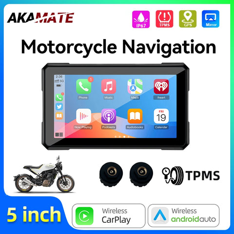 5 Monitor Wireless CarPlay for Universal Motorcycle Android Head Unit AKAMATE