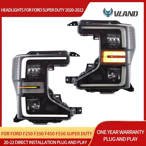 Black LED Projector Headlights for Ford Super Duty Headlight Assembly VLAND