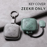Leather Car Key Case For ZEEKR 001 009 7X - Sheep Suede Protector & Holder Car Interior Accessory, LED Ambient Light NONE