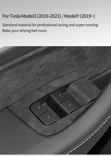 Made of Alcantara For Tesla Model 3（2019-2023）/ Y (2019-) Windows Control Panel Trim Cover Sticker Car Interior Accessories C