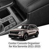 Kia Sorento 2021-2025 Center Console Storage Box Silicone Car Tray Organizer Accessories Tidying Black Car Interior Accessory