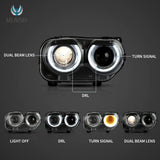 Dual Beam Projector Headlights for Challenger 2015-2024 Car Interior Accessory Vland