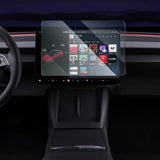 For Tesla New Model 3 Highland 2024 and Model Y Launch 2025 Tempered Glass Screen Protecor with Full Covered Soft Black Frame