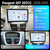 9-inch Android 13 Wireless CarPlay Stereo for Peugeot 207 Android Head Unit JIUYIN