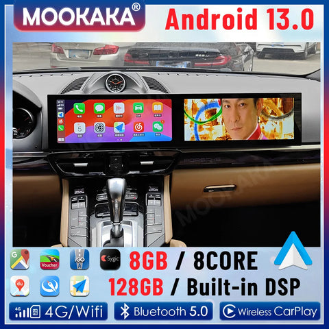 24.6" Dual Screen Android Head Unit for Porsche Cayenne 2010–2017 Android Head Unit Aotsr 8G256G and 360Camera Eight Core