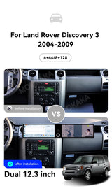 24.6-inch Dual Screen Android Radio for Land Rover Discovery 3 Android Head Unit Aotsr