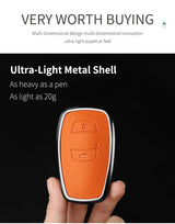 Aluminum Alloy Goatskin Car Key Case Cover for Subaru BRZ XV SV Forester Legacy Outback Crosstrek Impreza WRX Ascent keychain