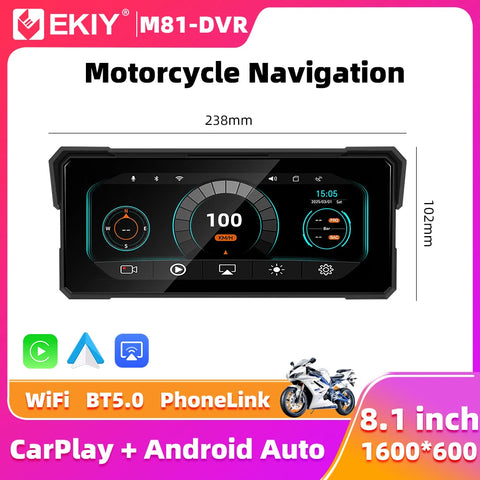 8.1 inch Wireless CarPlay Moto GPS Navigation Dashboard Android Head Unit EKIY