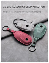 Car Key Cover For Mercedes Benz A C E S G Class GLC CLE CLA W177 W205 W213 W222 X167 AMG Leather Car Key Protective Cover Car