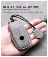 Car Key Cover For Mercedes Benz A C E S G Class GLC CLE CLA W177 W205 W213 W222 X167 AMG Leather Car Key Protective Cover Car