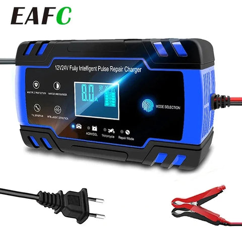 12-24V 6/8A Full Automatic Battery Charger Digital LCD Display Car Battery Chargers Power Puls Repair Chargers Wet Dry Lead A