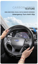 Ford Carbon Fiber Snap-On Steering Wheel Cover Car Interior Accessory Hocasen