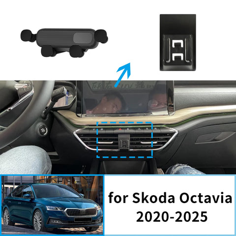 Smart Wireless Charging Phone Mount for Skoda Octavia A8 2020-2025 Car Phone Holder CATUSIKI