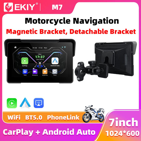 7.0 inch Wireless CarPlay DVR GPS for Universal Motorcycle Android Head Unit EKIY