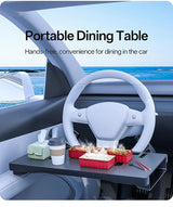 2-in-1 Foldable Car Steering Wheel Desk Tray with Carbon Fiber Design