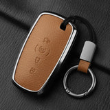 Metal and leather car key case cover for Lincoln Continental Navigator