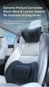 Ergonomic Car Neck Headrest & Lumbar Support Pillow Set, Adjustable Memory Foam Car Interior Accessory OEM