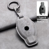 Car Key Cover For Mercedes Benz A C E S G Class GLC CLE CLA W177 W205 W213 W222 X167 AMG Leather Car Key Protective Cover