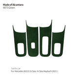 Car Window Control Panel Frame Trim Sticker for Mercedes (W223) S-Class Interior Accessories Made of Alcantara