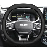 Steering Wheel Cover Ultra-Thin Leather Dacia Duster Car Interior Accessory Hocasen Black Punch Oval