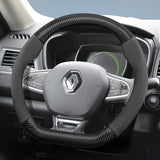 Suede Matte Carbon Steering Wheel Cover for Renault Car Interior Accessory Hocasen