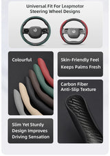 Breathable Leather Steering Wheel Cover for Leapmotor T03 C10 Car Interior Accessory Hocasen