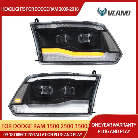 LED Headlights Projector DRL for Dodge Ram 09-18 Car Interior Accessory Vland
