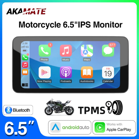 6.5Inch Waterproof Motorcycle Screen with CarPlay GPS Android Head Unit AKAMATE