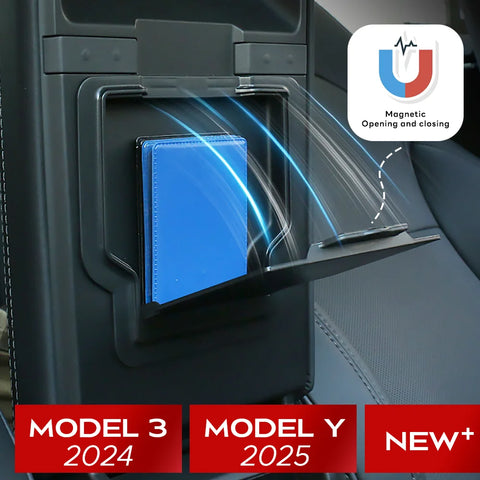 for Tesla Model Y Launch 2025 Model 3 Highland 2024 Armrest Hidden Magnetic Storage Box ABS Car Interior Accessories Gadgets