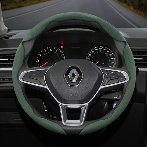 Suede Buckle Wheel Cover for Renault Megane Clio Car Interior Accessory Hocasen Green 3-Piece Set